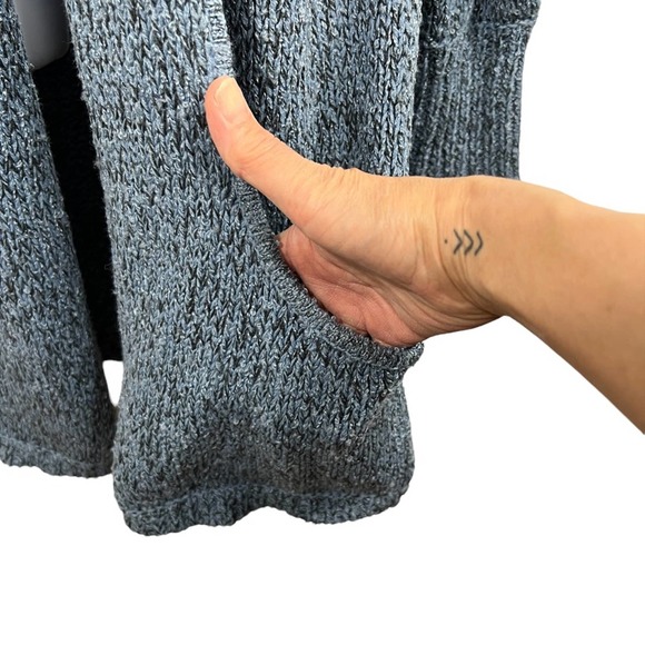 Cascade Blues Long Line Long Sleeved Blue & Black Open Knit Cardigan M - Picture 6 of 12